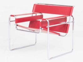 Knoll Wassily Chair / B3 Sessel von Marcel Breuer, Leder Rot