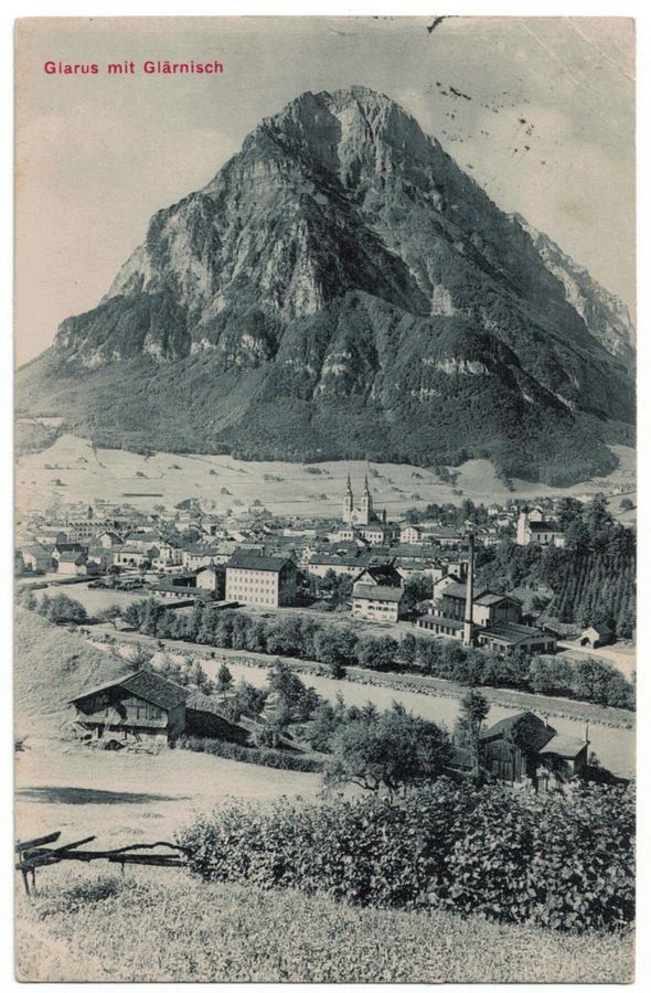 Cartoline postali: Glarus mit Glärnisch, gelaufen 1920 – Usato da Frauenfeld venduto da POML