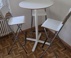 Ensemble table et 3 chaises pliantes blanc 