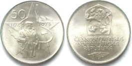 TSCHECHOSLOWAKEI 50 Korun 1973 Sieg Kommunisten Silber unz