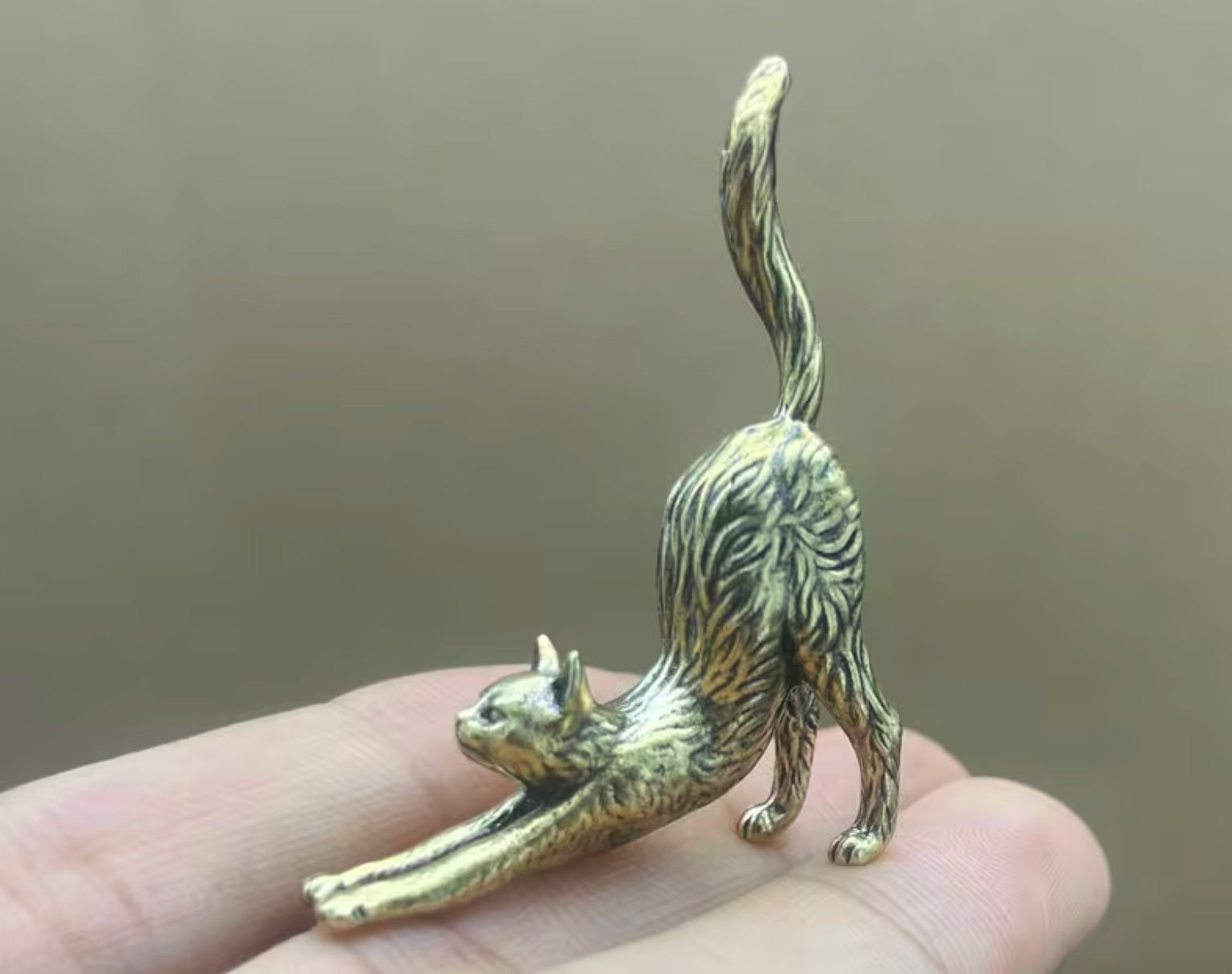 Statuette: Miniatur-Katze aus massivem Messing feine Handarbeit – Nuovo e nell'imballaggio originale da Langenthal venduto da Seelenfreunde 4