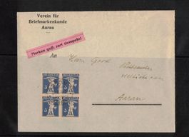 1934 Brief nach Aarau 4er Vollstempel