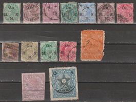 Timbres Poste Indiens Anciens Lot Divers Bon Etat