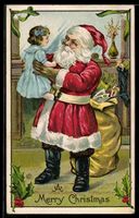 Weihnachtsmann bei der Bescherung mit ei