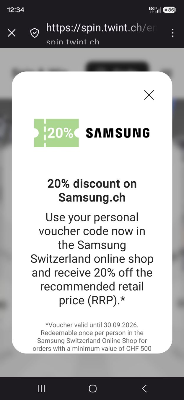 Bons: Samsung Gutschein 20% Rabatt online  – Neuf (Voir description) à Zollikon par Sandesh108