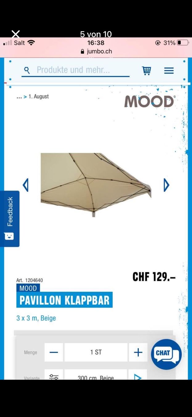 Tende & Padiglioni: Pavillon NEU zu verkaufen – Nuovo (secondo la descrizione) da Effretikon venduto da Pinky3117 5