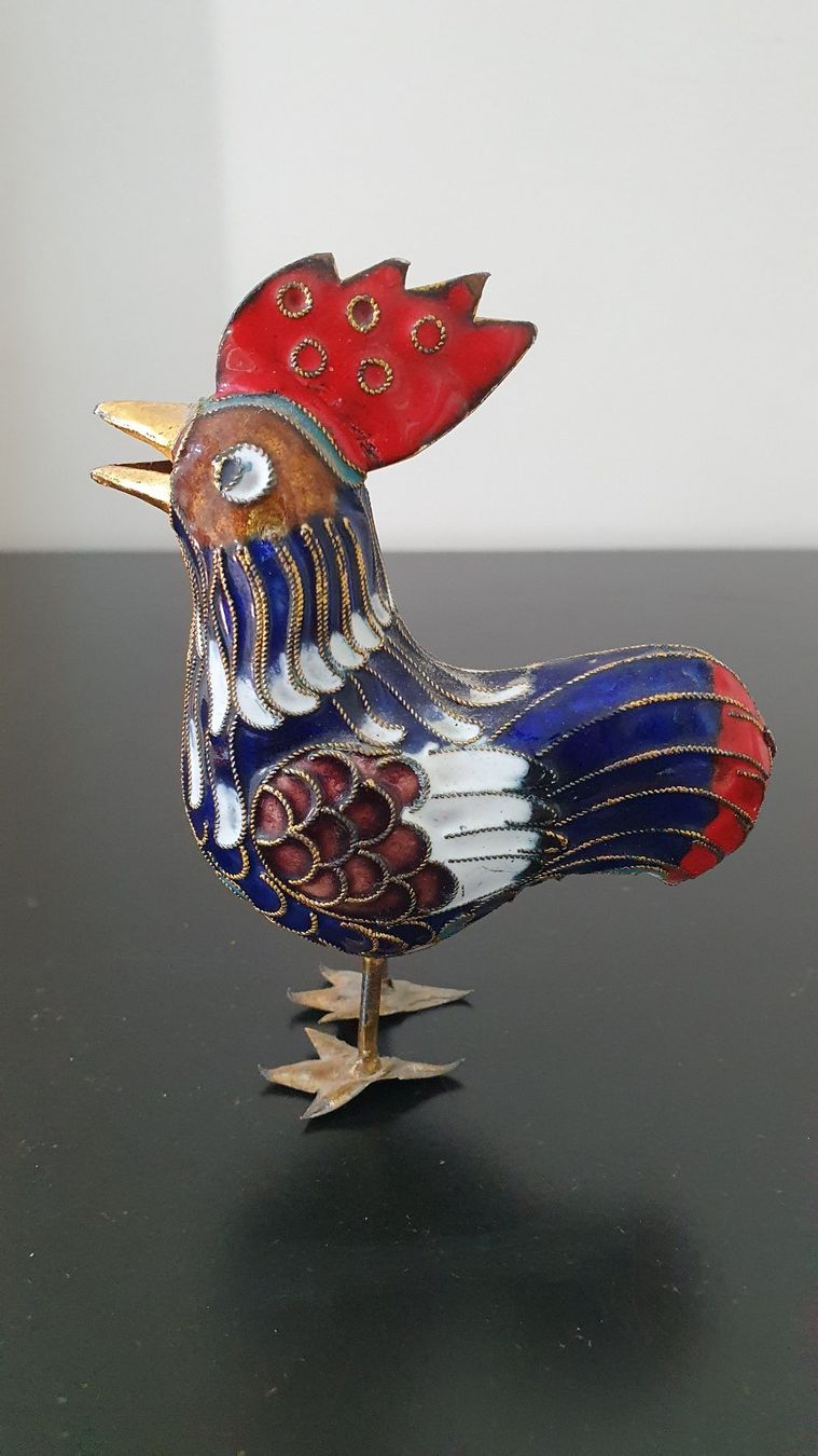Figuren: Cloisonné Hahn / Güggel / Rooster – Gebraucht aus Glattfelden von sessa123