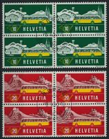 1953 - Alpenpost - Abart - Viererblock - ET Stempel · fr