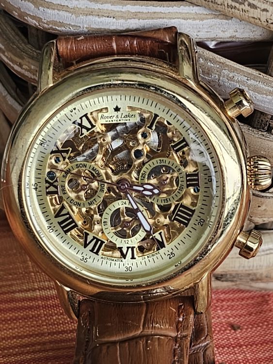 Rover & Lakes Automatic Watch - Skeleton Design, Gold Tone (Defekt) in ...