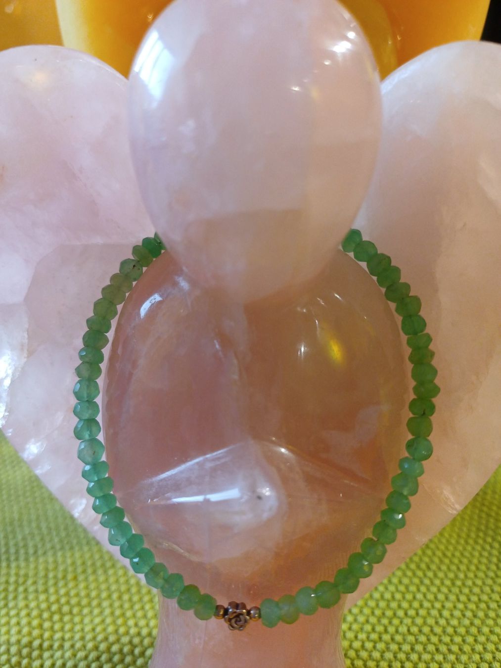 Bracciali & Braccialetti: Chrysopras mit Rose in der Mitte – Nuovo e nell'imballaggio originale da Zwingen venduto da ame_qh5m