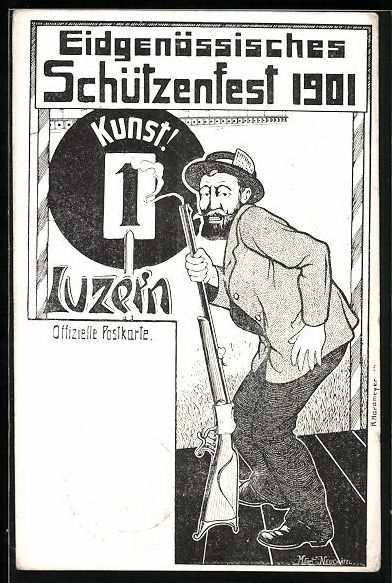 Ansichtskarten: Luzern, Eidgenössisches Schützenfest 1 – Gebraucht aus Berlin von bartko-reher