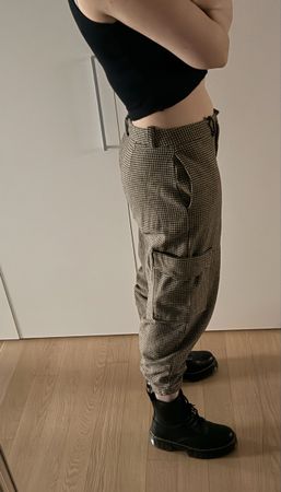 Zara Hose Cargo Hahnentrittmuster Gr. L Safari s m l 