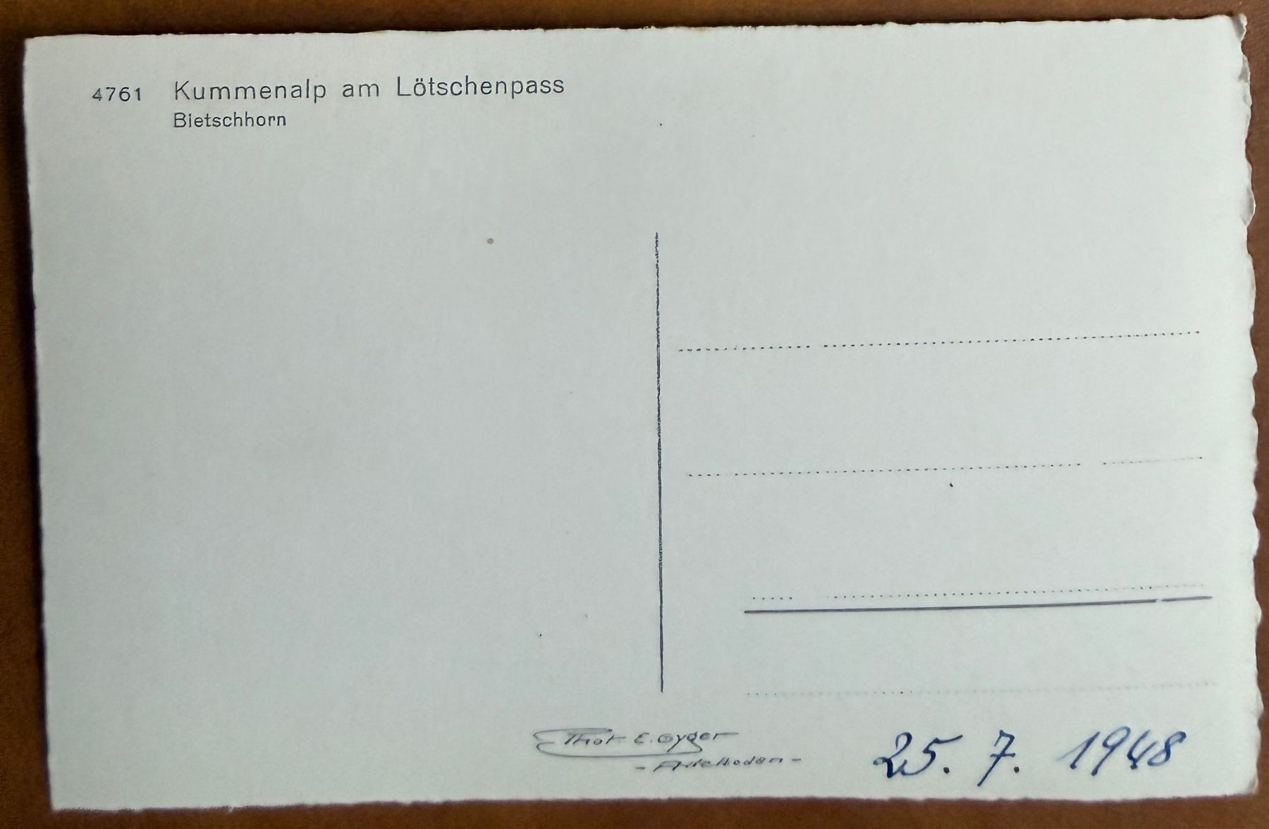 Cartoline postali: Kummenalp am Lötschenpass - 1948 – Usato da Lutry venduto da Ediego 1