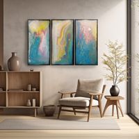 Abstrakte Fluidgemälde A1118 ⚡️ großes Triptychon 100x150cm