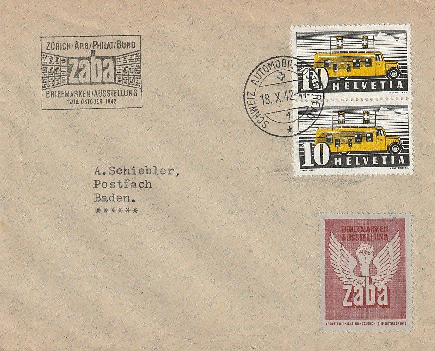 Brief ZABA- Briefmarkenausstellung 1942 mit Zaba- Vignette (Gebraucht ...