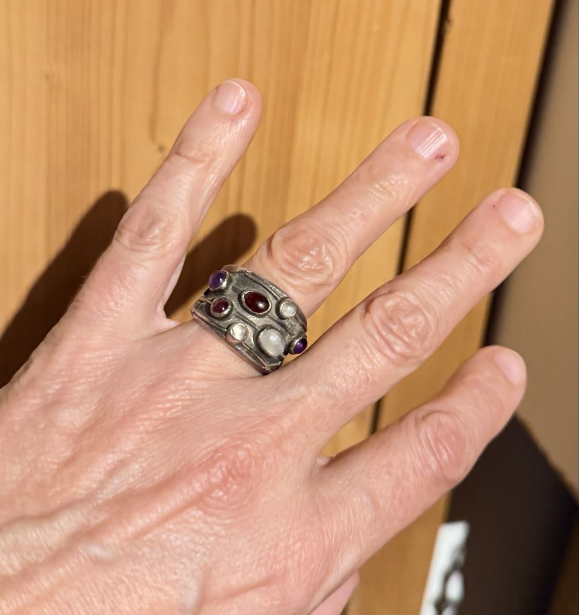 Anelli: Silberring mit Amethyst und Mondstein – Usato da Donat venduto da troja007 1
