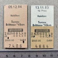 2 Bahnbillette Nebikon - Sursee / Brittnau-Wikon, 1983 / 84