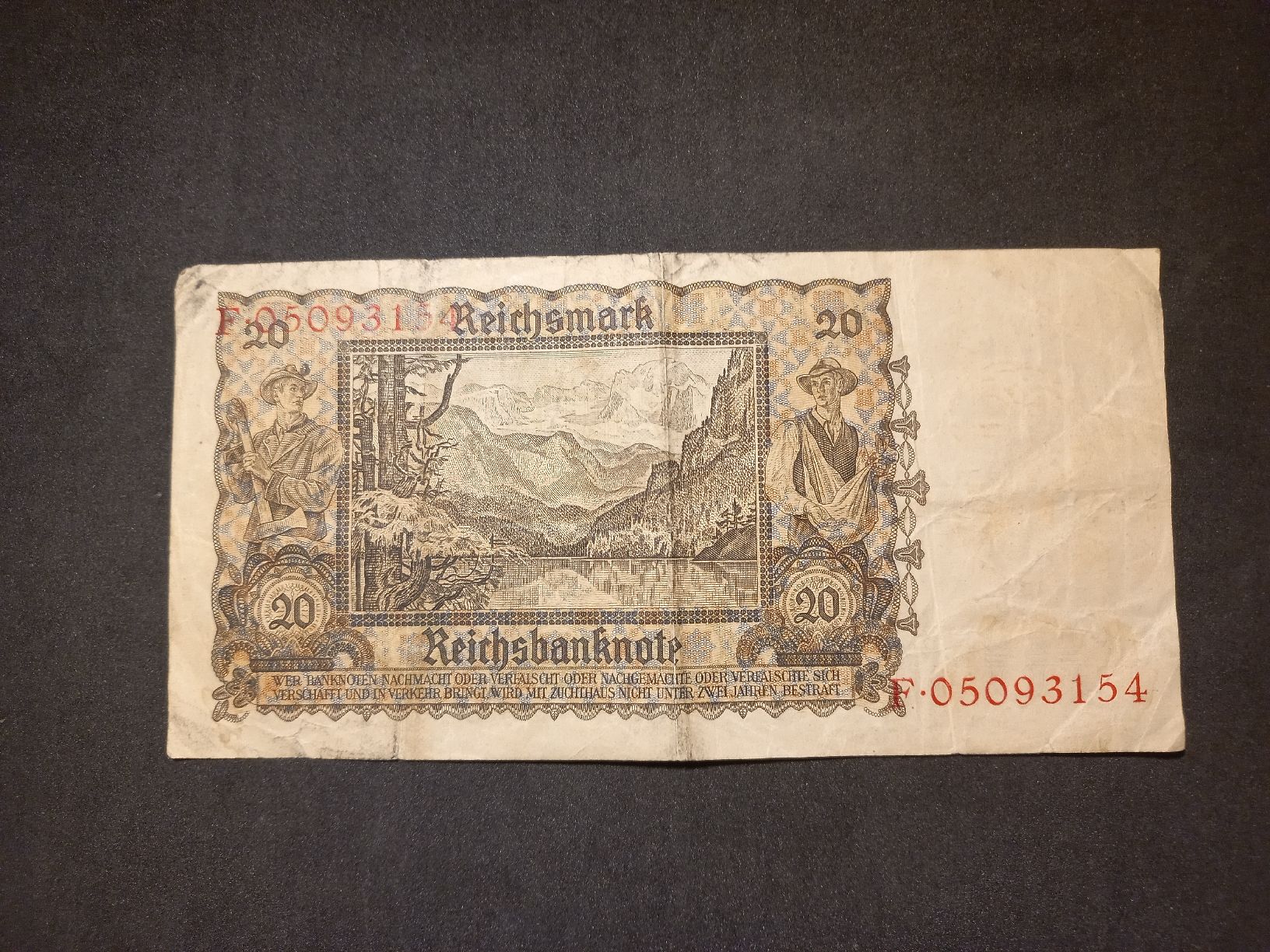 Banconote: 20 Reichsmark Banknote, 1939 – Usato da Geroldswil venduto da Antica01 1