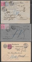 LOT Ziffermuster-Frankaturen 1888/96 drei Belege Top ab 1.-