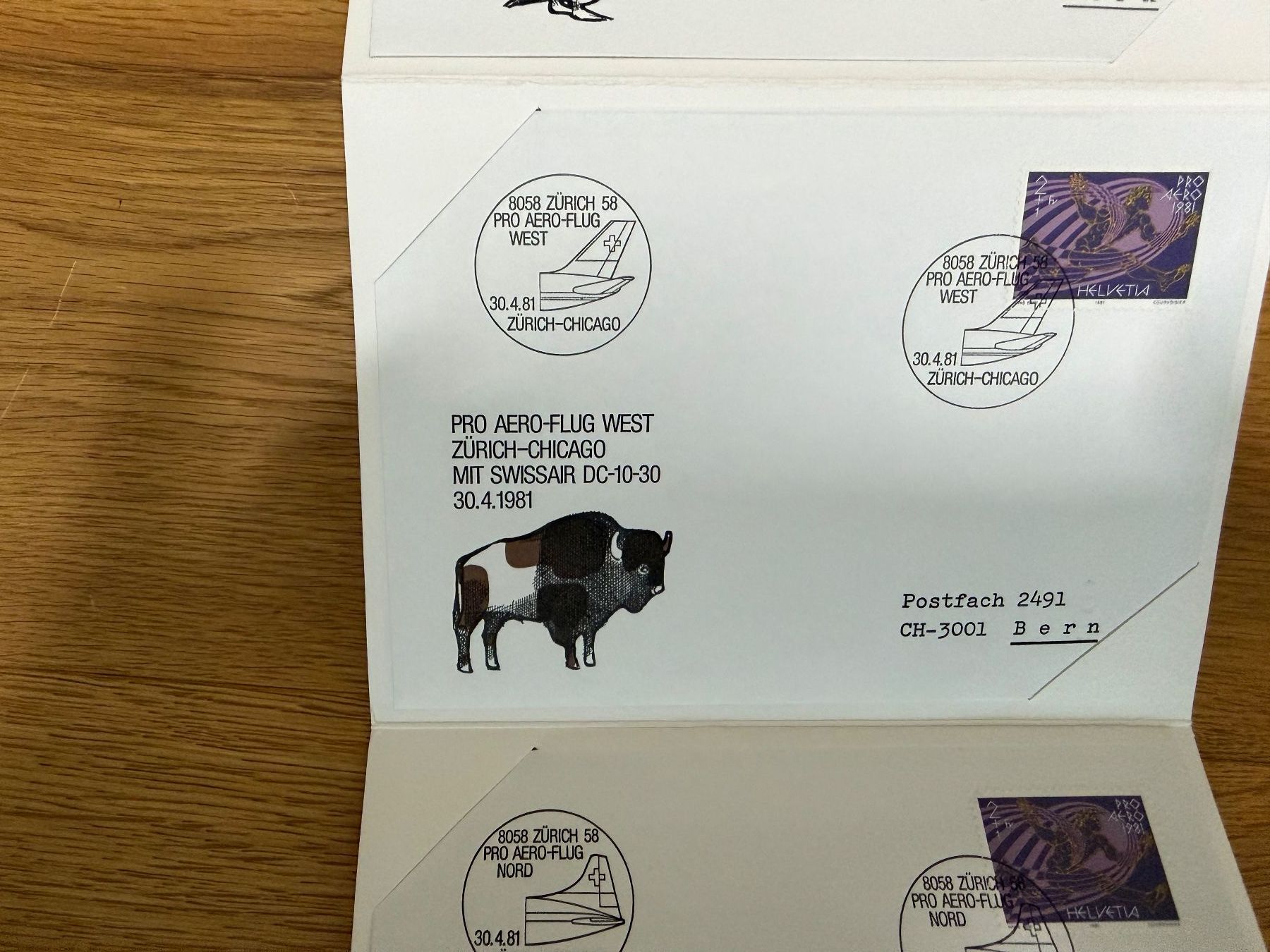 Buste & buste per spedizione: 5 Luftpostkarten, 50 Jahre Jubiläum, 1981, Erni – Usato da Oberhasli venduto da Sicurezza 3