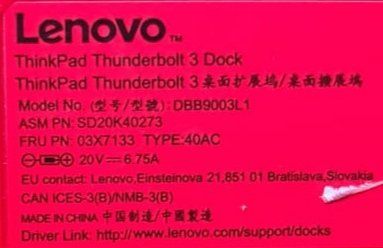 Lenovo Dockingstation: Lenovo Thinkpad Thunderbolt 3 Dockingstation – Gebraucht aus zürich von R-N-J 4