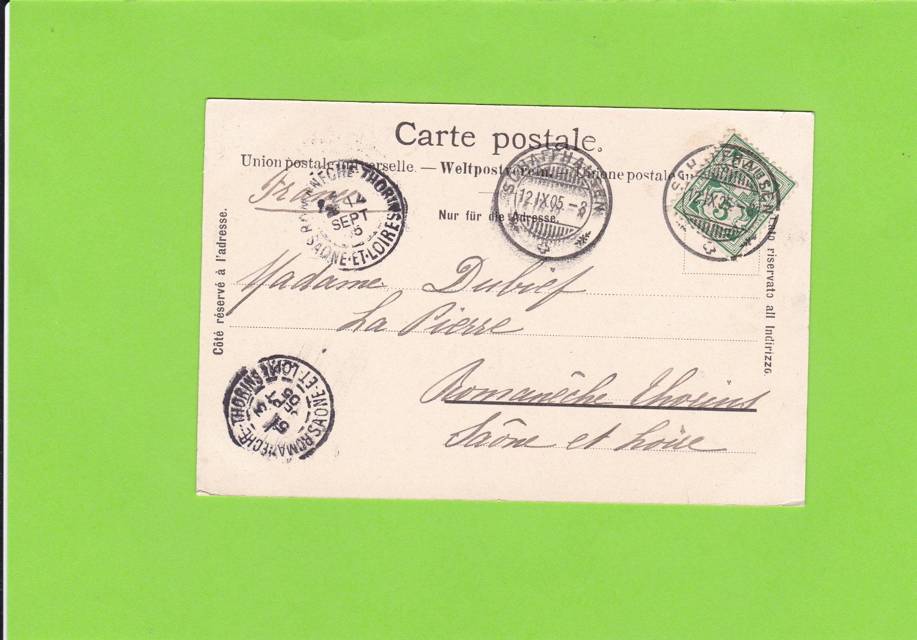 Cartoline postali: Gruss vom Rheinfall--1905 – Usato da St. Peterzell venduto da neckertal 1