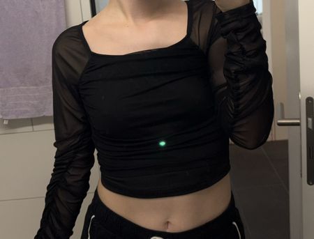 Netzshirt Langarm Schwarz Grösse S Sommertrend 2024 (50)