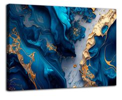 Riesig 🔝 SUPER PREIS 💲 Wandbild 120x80 NEU / Blau&Gold
