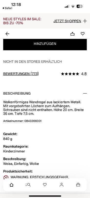 H&M Scaffali: Wolkenregal – Usato da Oberkulm venduto da tes_799n 3