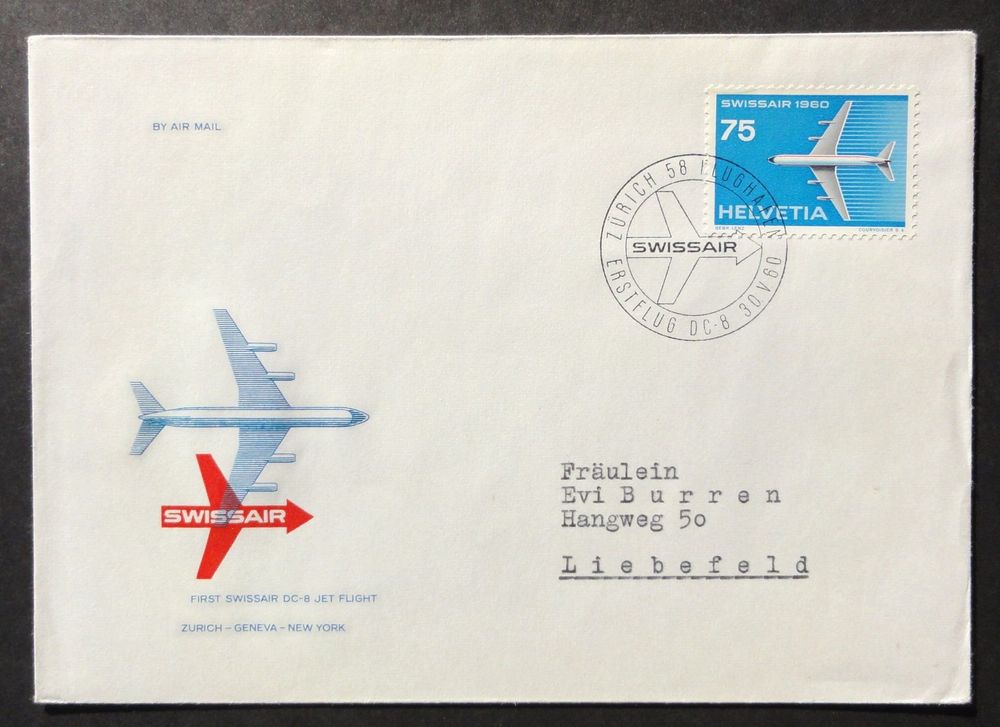 Flugpost Brief Swissair 1960 / Erste Flug DC8 (Gebraucht) in Solduno ...