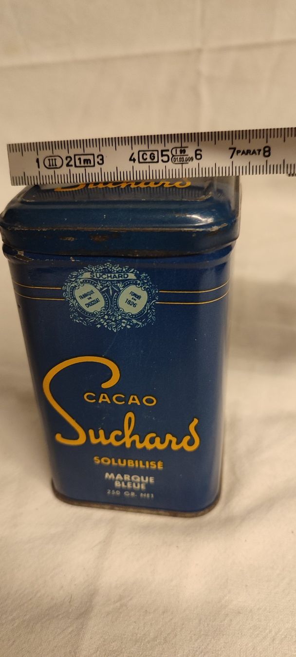 Suchard Dosen: Wunderschöne alte Blechdose von SUCHARD CACAO 13 cm – Gebraucht aus Gelterkinden von MYSTOREFORYOU4460 8