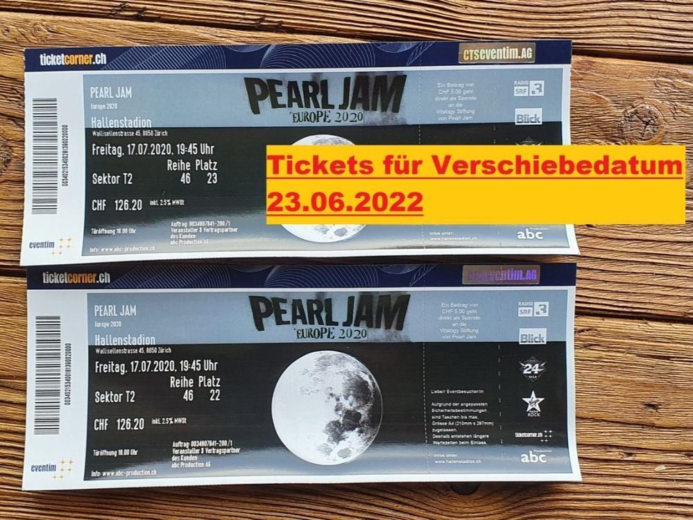 Pearl Jam Tickets Kaufen auf Ricardo