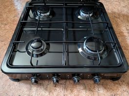 Plaque de cuisson gaz noire 4 feux