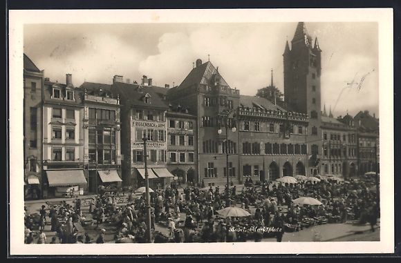 Cartes postales: Basel / Bâle, Le marché, Marktplatz mi – D'occasion à Berlin par bartko-reher