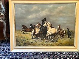 Chevaux sauvages  peintre hongrois signé