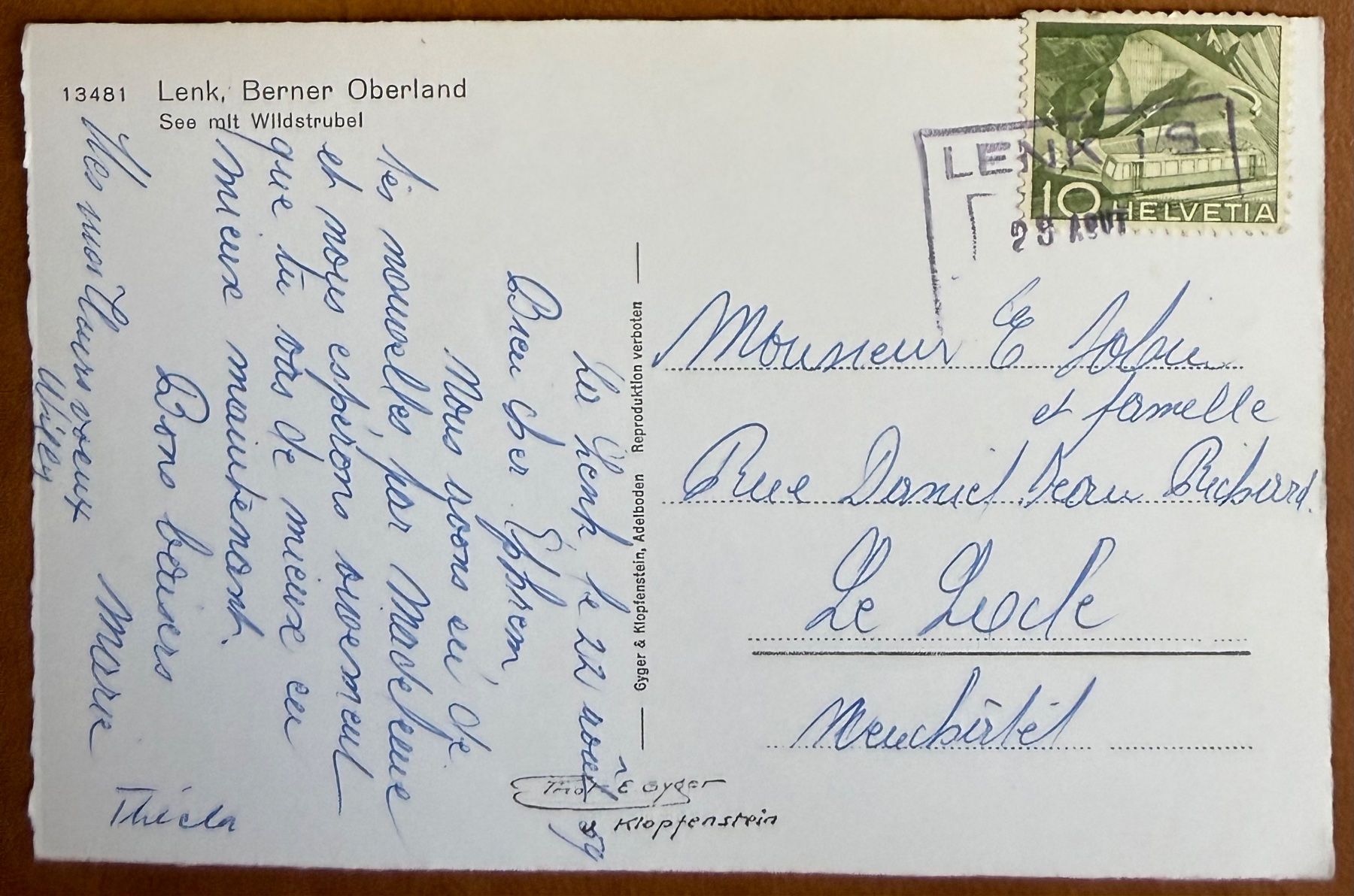 Cartes postales: Lenk - Le lac 1959 – D'occasion à Lutry par Ediego 1