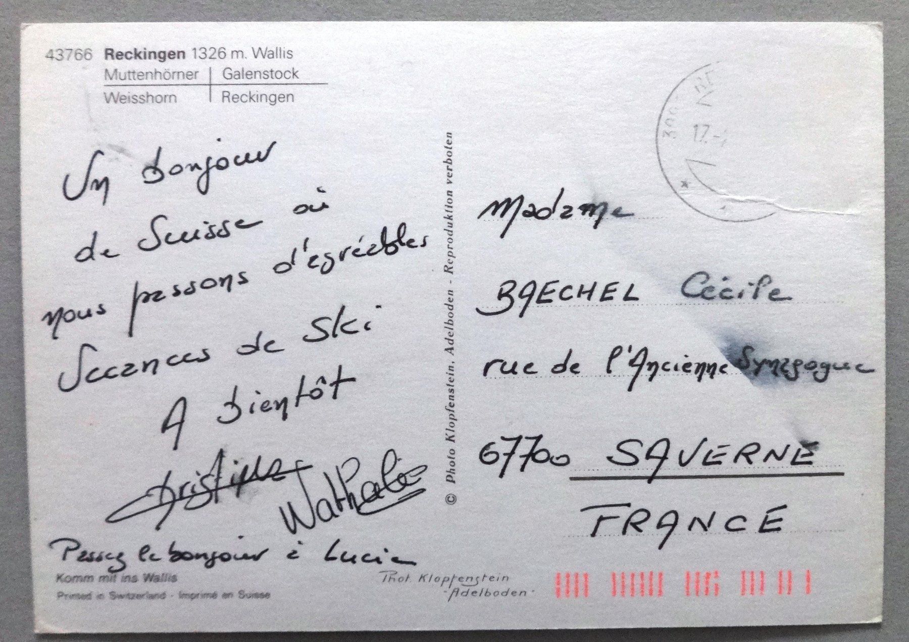 Cartes postales: Reckingen 1326 m, Wallis – Défectueux à Fétigny par Billy2miny 1