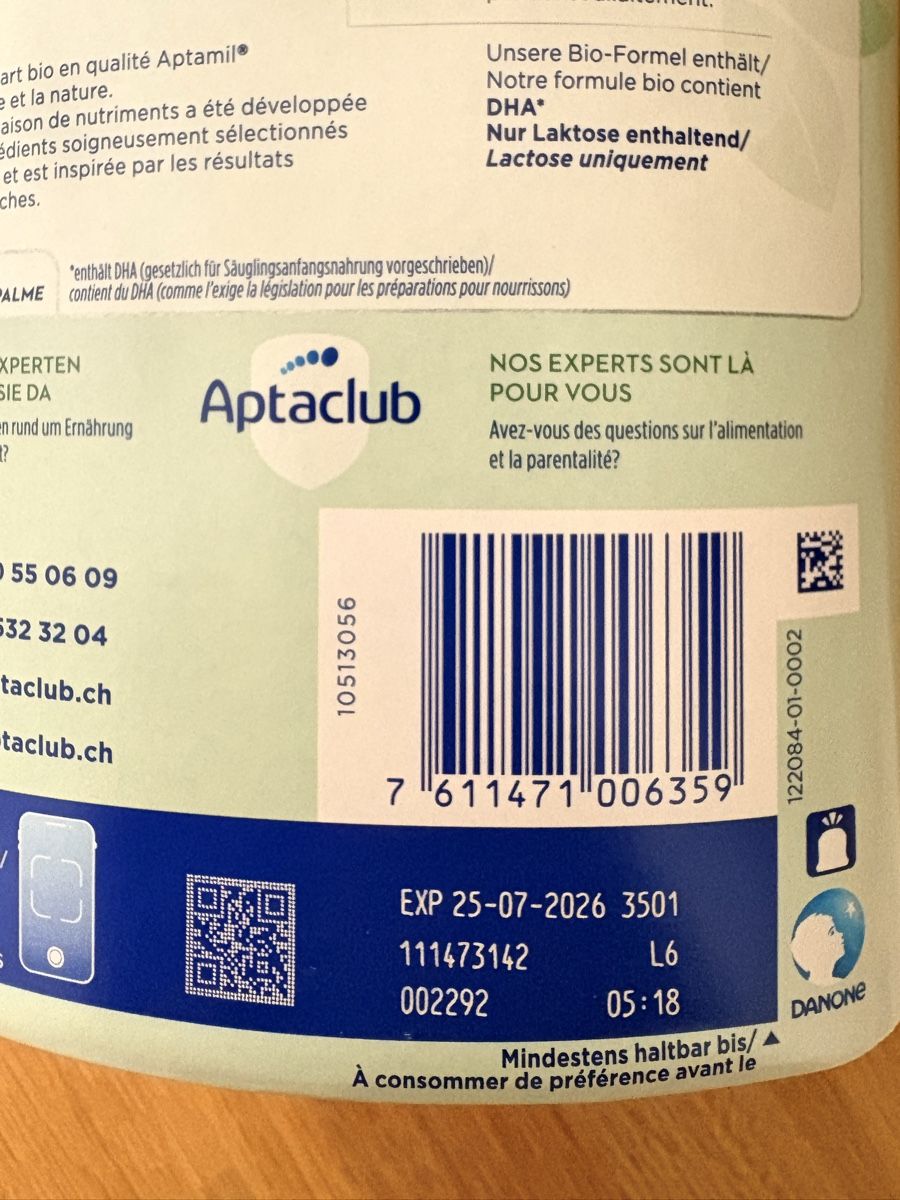 Aptamil Cibi & Specialità: Aptamil BIO 1 - 25.07.2026 - 800g. – Nuovo e nell'imballaggio originale da St. Gallen venduto da Sonja-SG 1