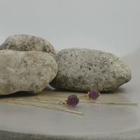 Kettenohrringe mit Amethyst in Silber gelbvergoldet