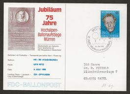 Ballon Schweiz 1985 Mürren Oppligen Luftpost
