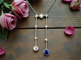 Jugendstil Saphir - Diamant - Lavalière - Collier, um 1910