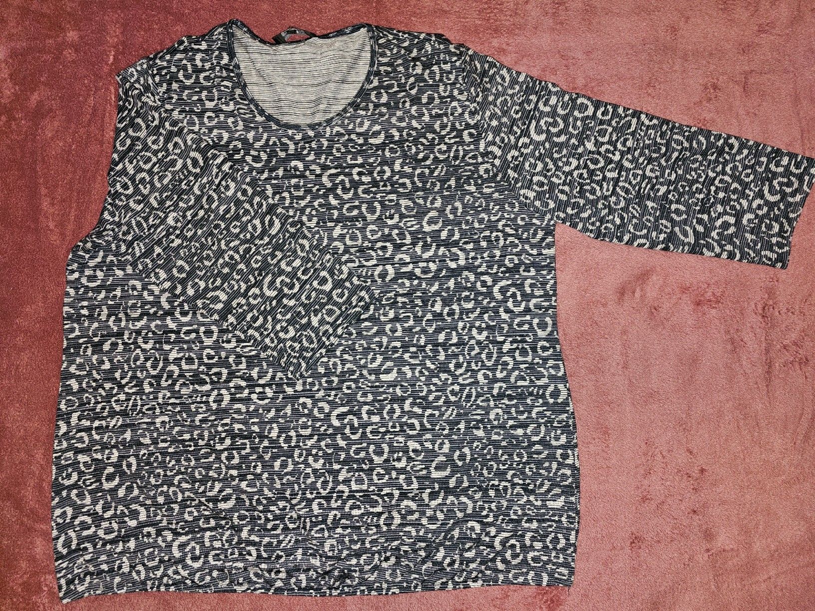 Tops: Langarm-Basic, Leoprint, blau-weiss, XL, NEU – Neuf (Voir description) à Heiden par Taronia 1