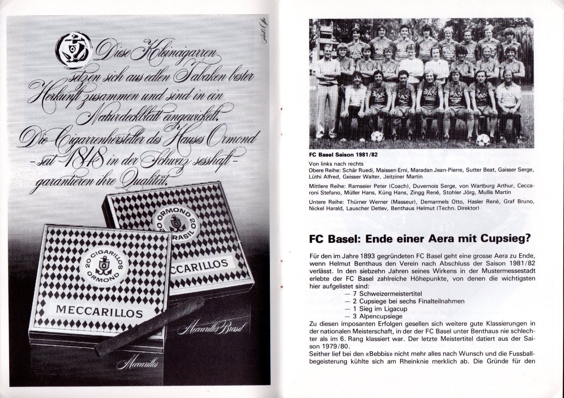Riviste & Magazine: FC BASEL FCB FC SION CUP FINAL PROGRAMM 1982 – Usato da Luzern venduto da INZN 1