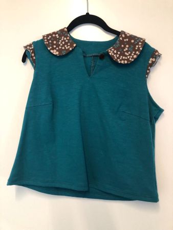 Vintage-Top mit Bubikragen