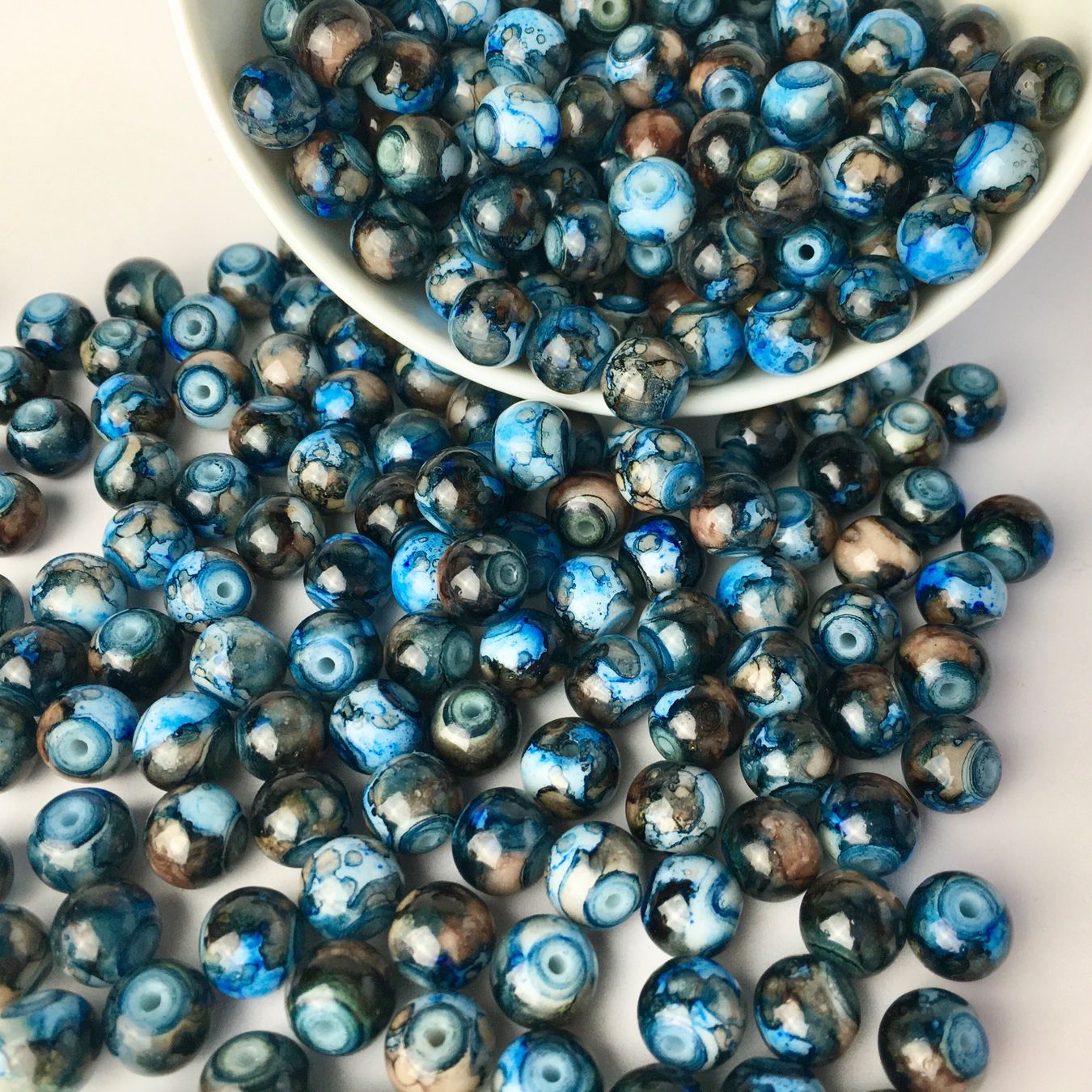Perlen (unechte): Glasperlen dodgerblue 8mm / 100 Stück – Neu (gemäss Beschreibung) aus Stallikon von perlenliebe 1