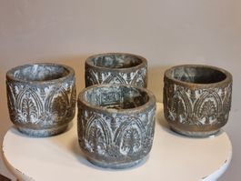 4 Übertöpfe 8 cm Antik-Stil Shabby Chic