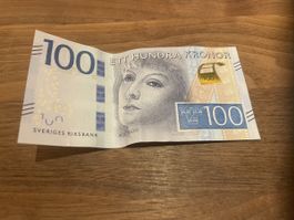 Banknote 100 Schwedische Kronen Greta Garbo guter Zustand