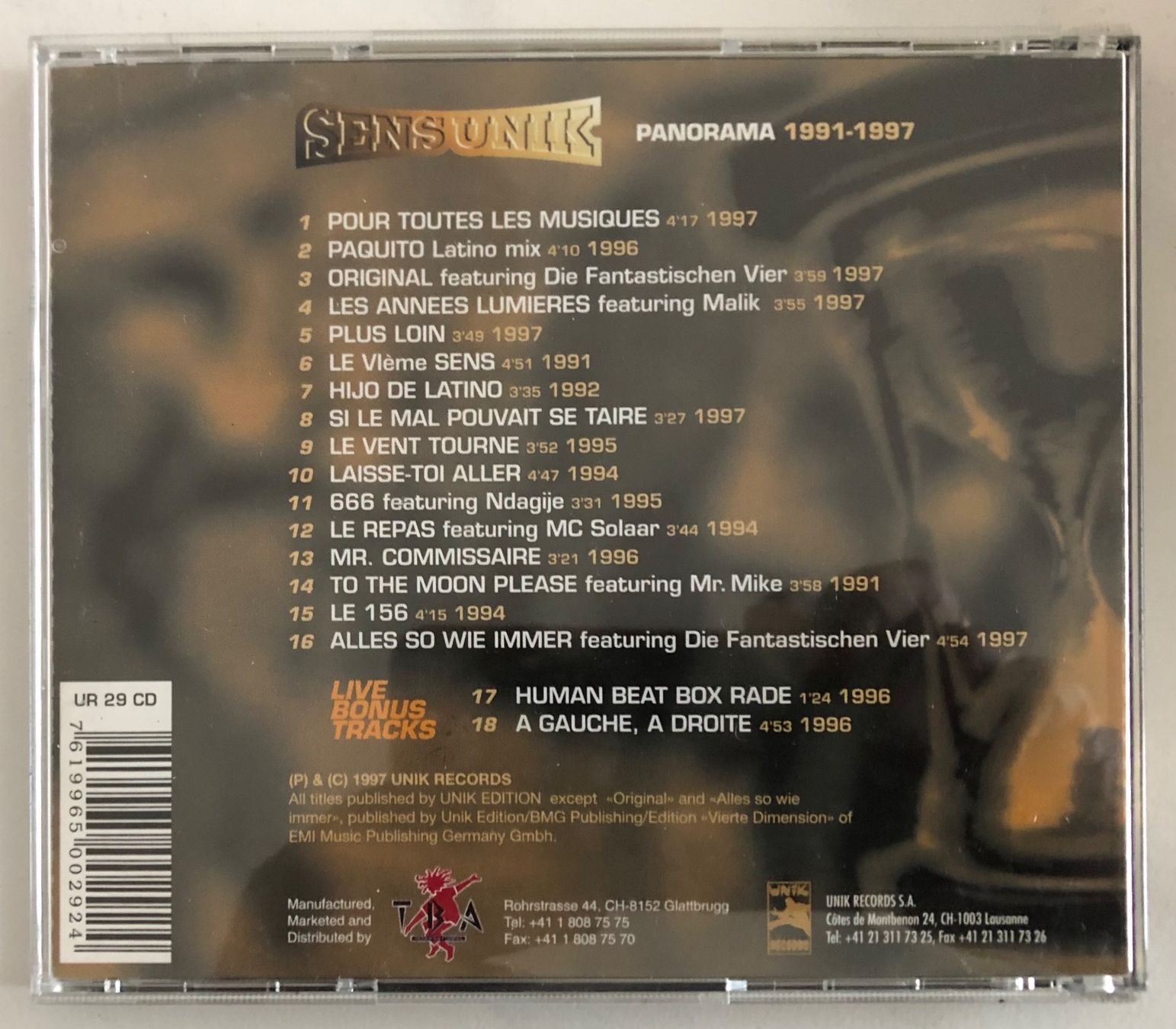 CD: SENS UNIK - PANORAMA – Usato da Poliez-Pittet venduto da Newtown-Records 1