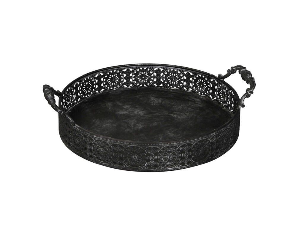 Piatti di portata: Metall Tablett 28 x 6cm + 3cm Griffe schwarz-grau – Nuovo e nell'imballaggio originale da Matzendorf venduto da Gartendeko-Shop
