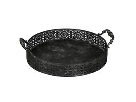 Metall Tablett 28 x 6cm + 3cm Griffe schwarz-grau